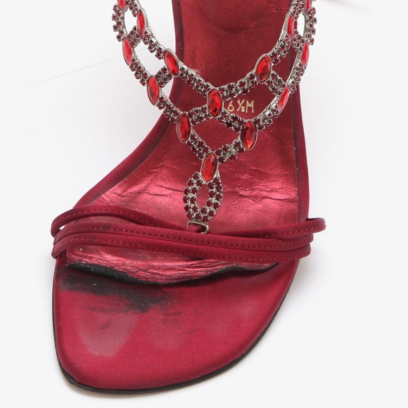 STUART WEITZMAN Sandals Red Satin Glass Heels Strappy 6.5M - Picture 4 of 10